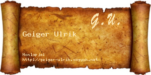 Geiger Ulrik névjegykártya